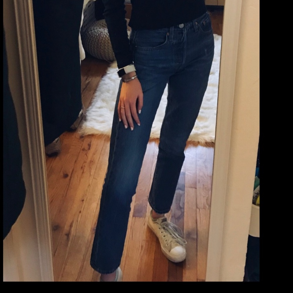 Levi’s 501 Skinny dark wash jeans, size 24